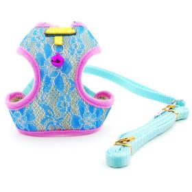 Fashion Lace Mesh Fabric Traction Rope (Option: Blue-L)
