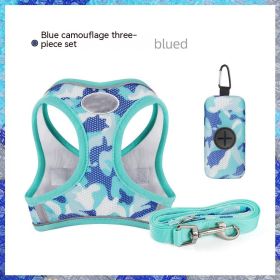 New Dog Hand Holding Rope Vest-style Breast Strap Reflective Breathable Pet Products (Option: Blue Camouflage-XS)