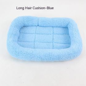 Teddy Bichon Cage Mat Small And Medium Dog Mat TeddyPomeranian Cotton Cushion (Option: Sky Blue Long Hair-M Medium About 54X40CM)