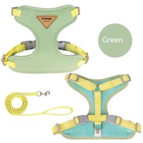 Hot Sale Dog Breast Strap Anti Breaking Loose Pet Harness Small Dog Dog Leash Pet Hand Holding Rope Wholesale (Option: Green-S)