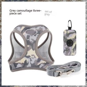 New Dog Hand Holding Rope Vest-style Breast Strap Reflective Breathable Pet Products (Option: Gray Camouflage-XS)